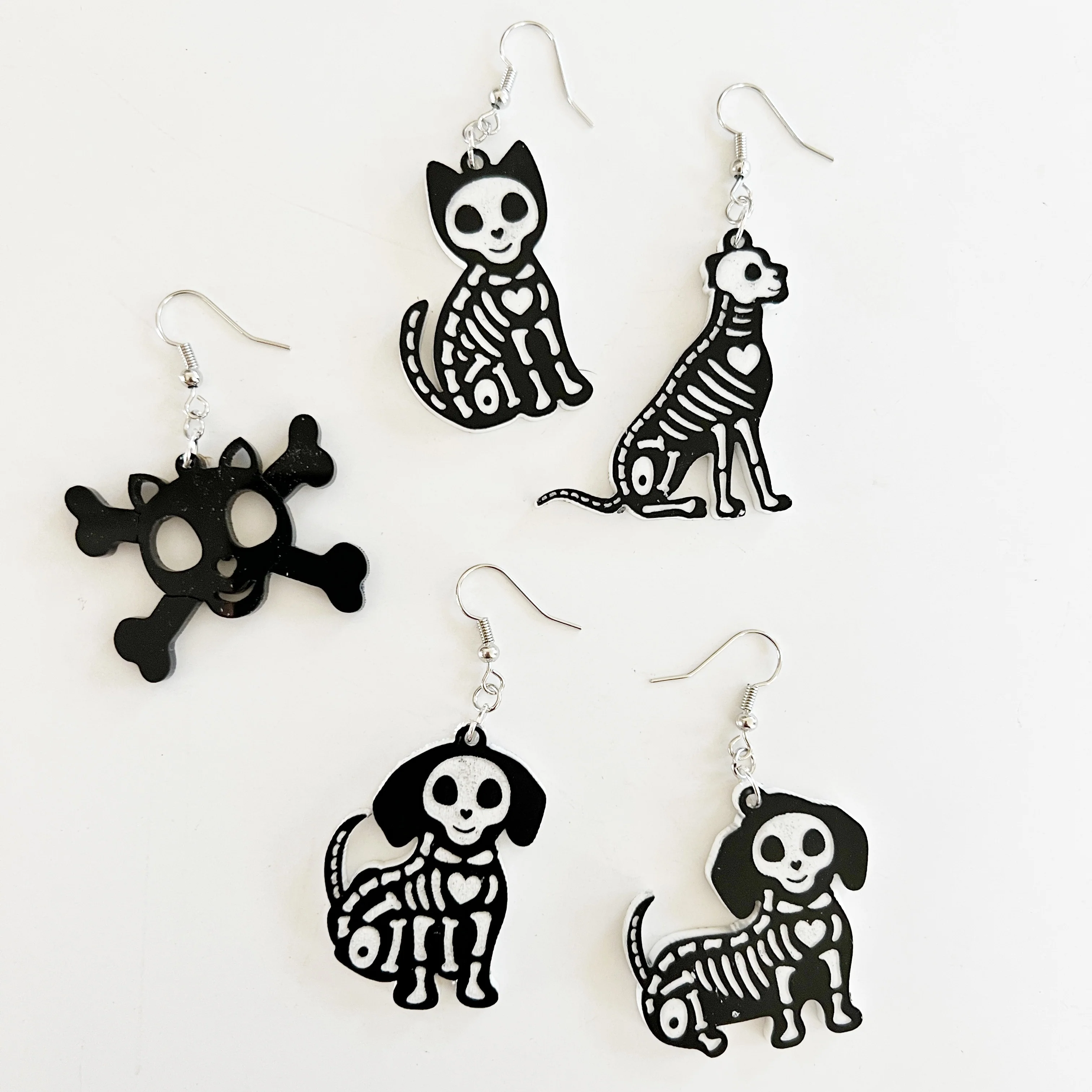 Animal Skeleton Halloween Earrings - Various Designs