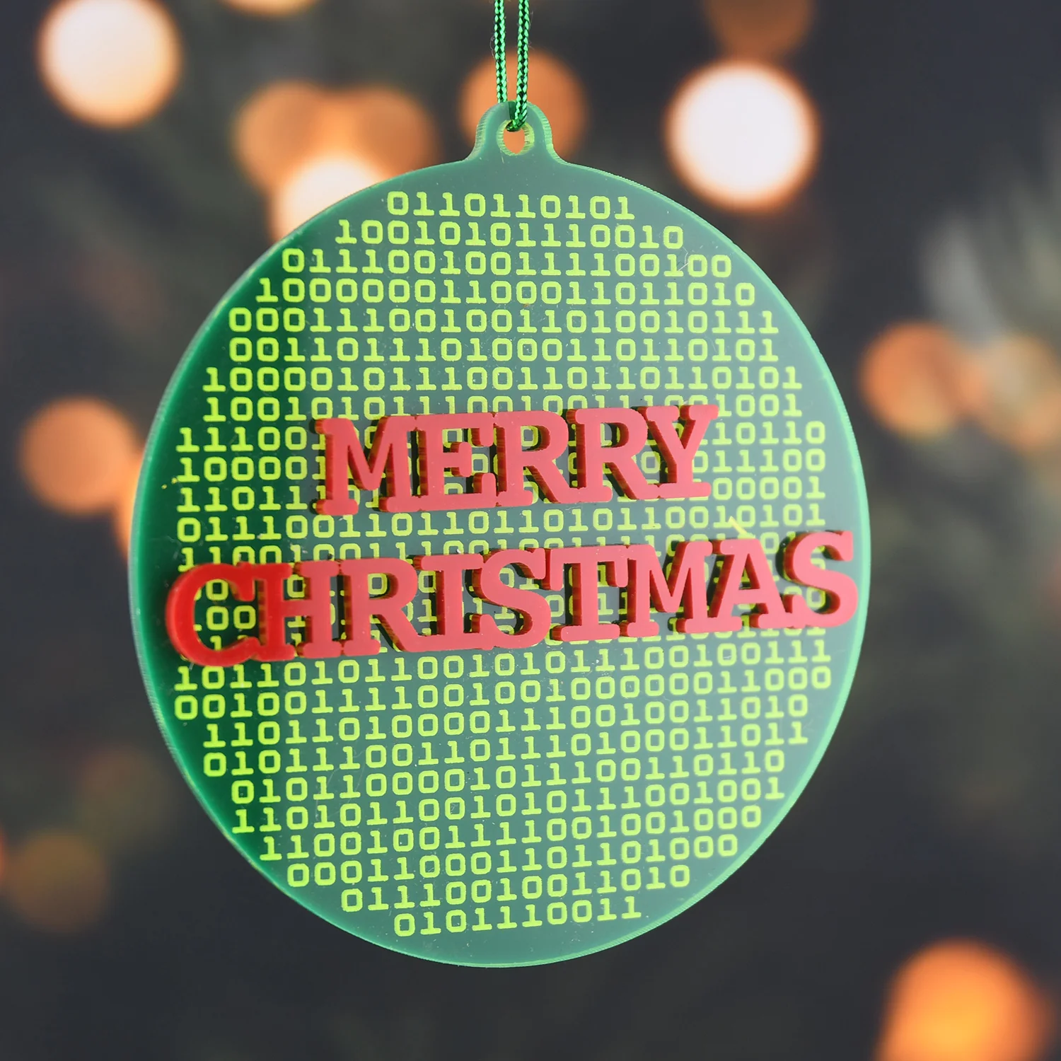 Binary Merry Christmas Ornament - Image 4