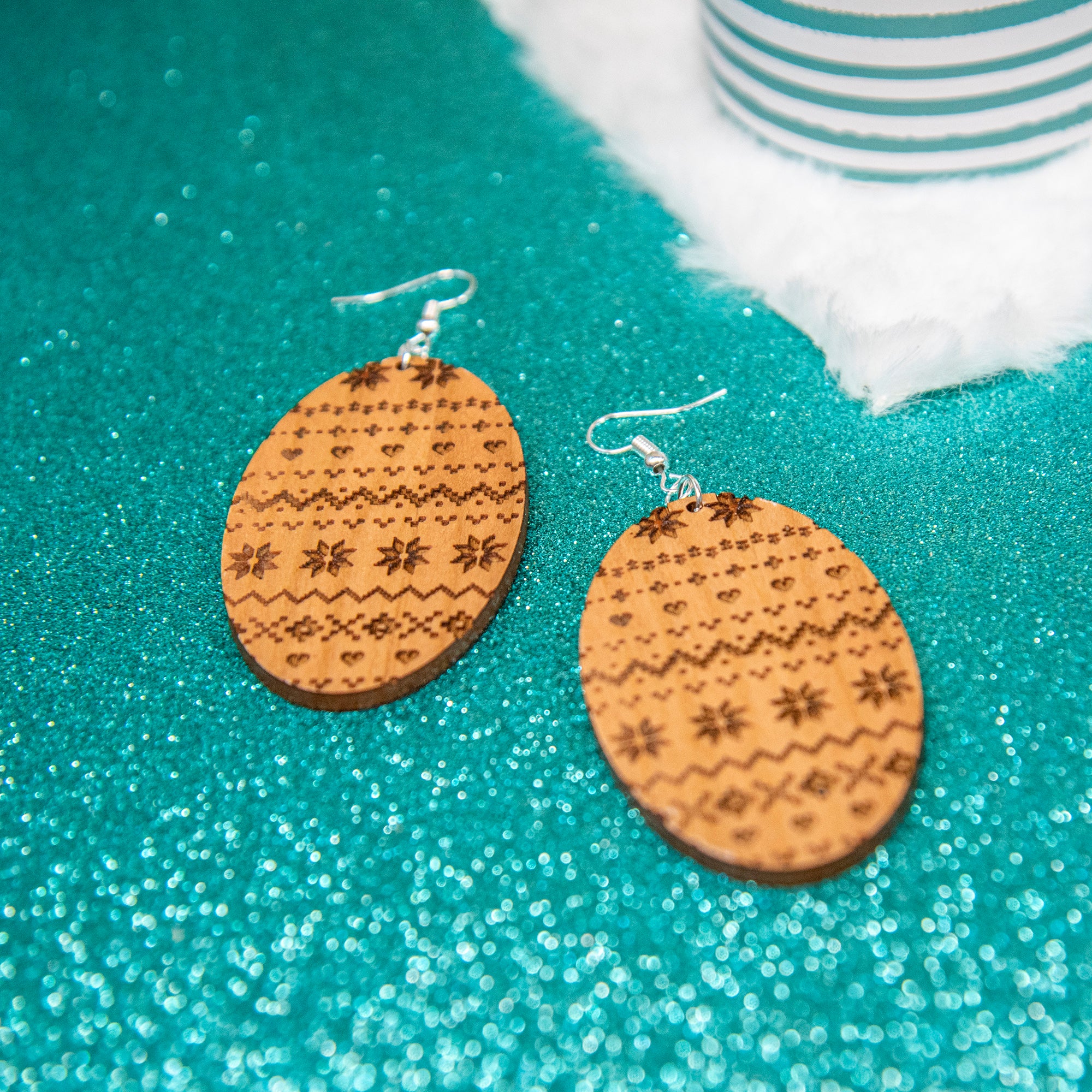 Cozy Sweater Engraved Earrings - Image 4