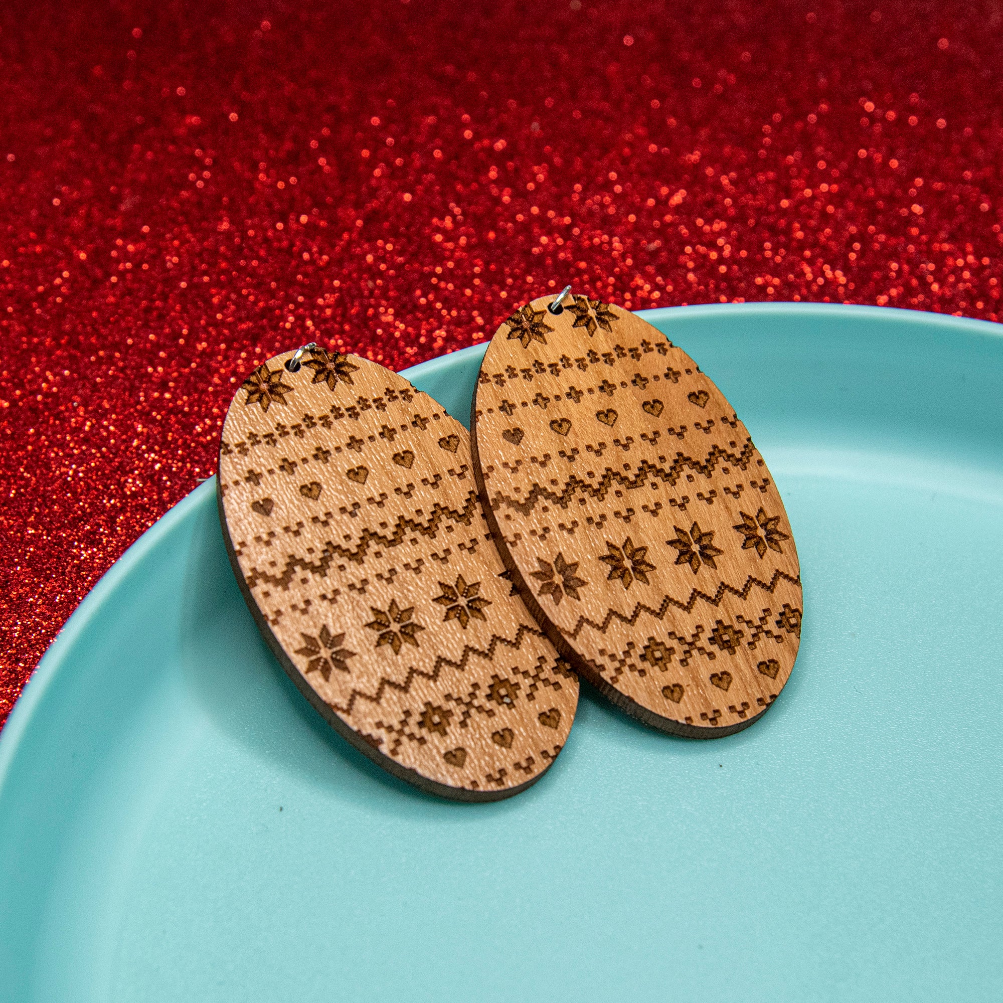Cozy Sweater Engraved Earrings - Image 5