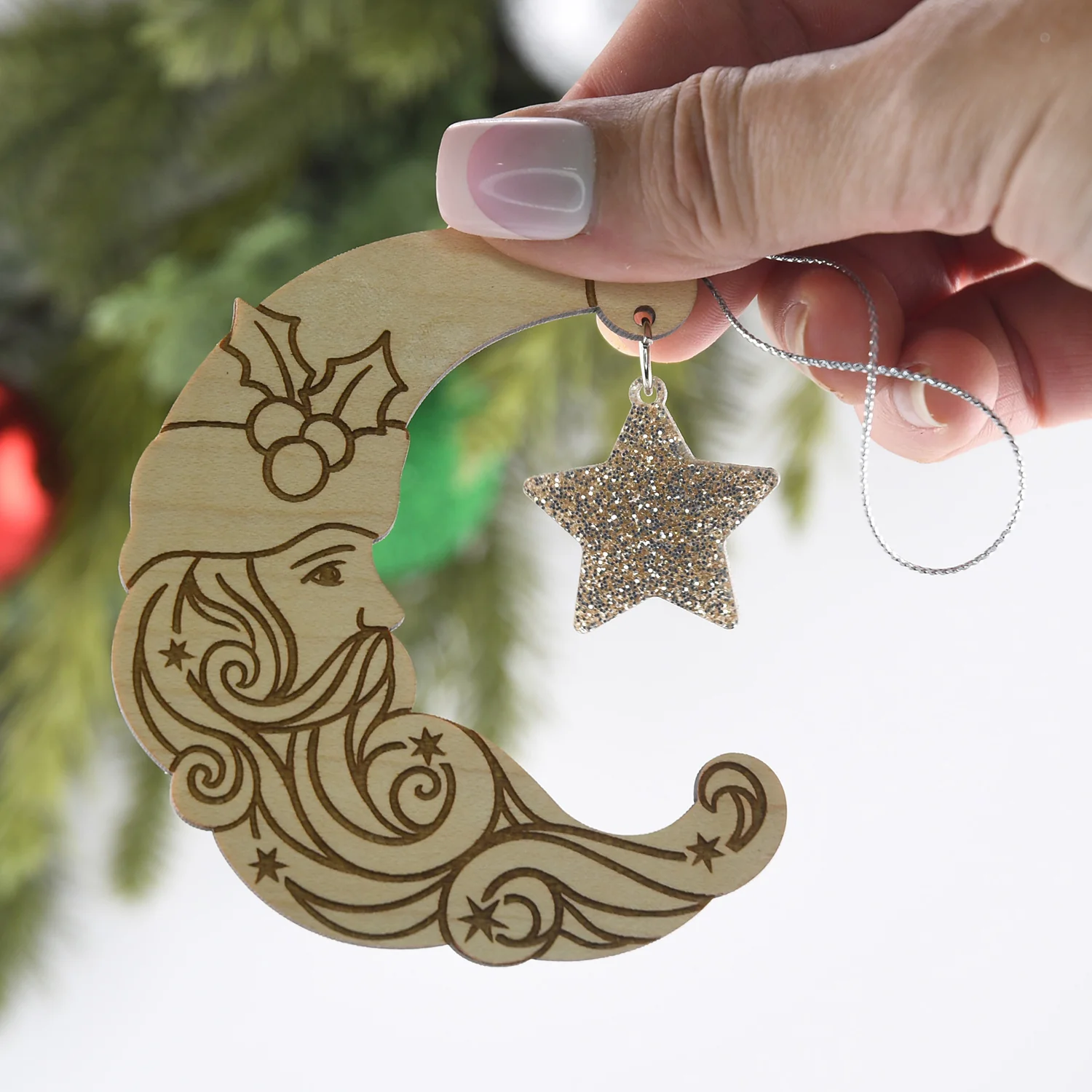 Crescent Moon Santa Ornament - Image 2