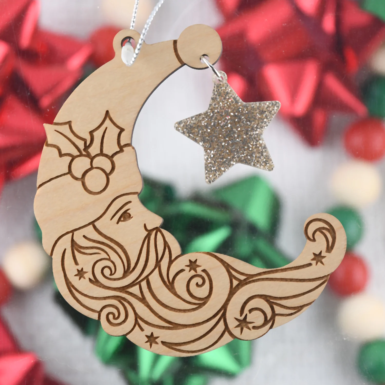 Crescent Moon Santa Ornament - Image 4
