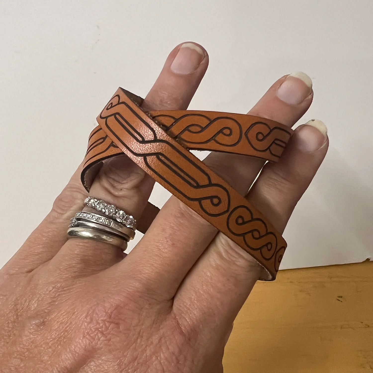 Engraved Leather Bracelet/Cuff - Image 10