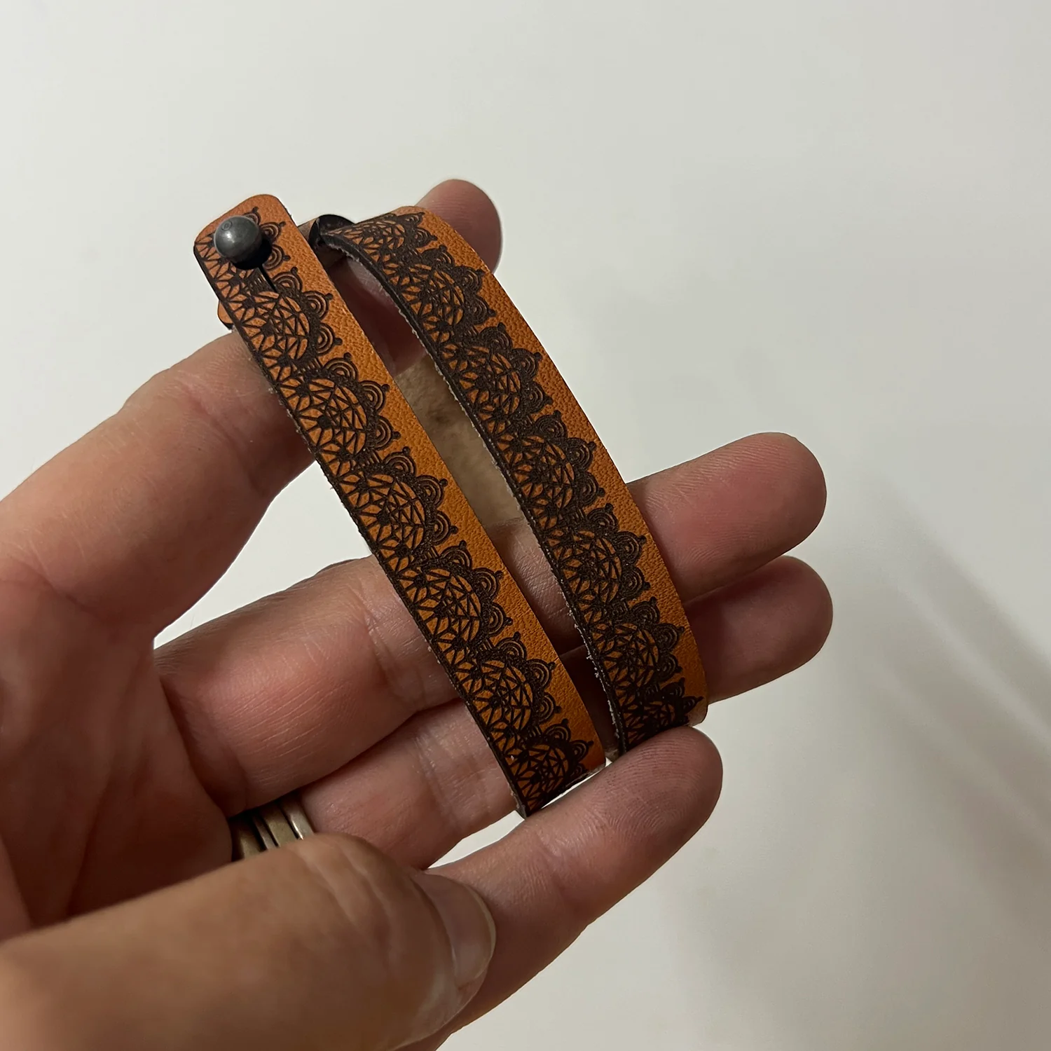 Engraved Leather Bracelet/Cuff - Image 11