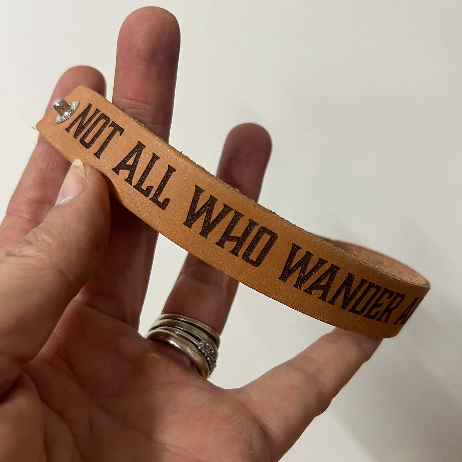 Engraved Leather Bracelet/Cuff - Image 4