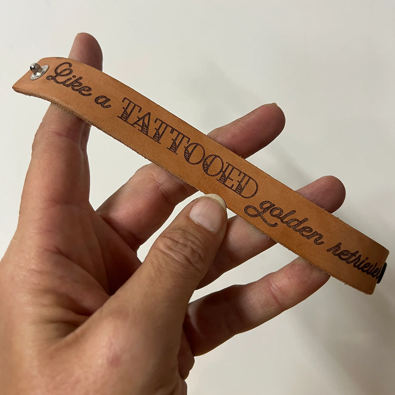 Engraved Leather Bracelet/Cuff - Image 7