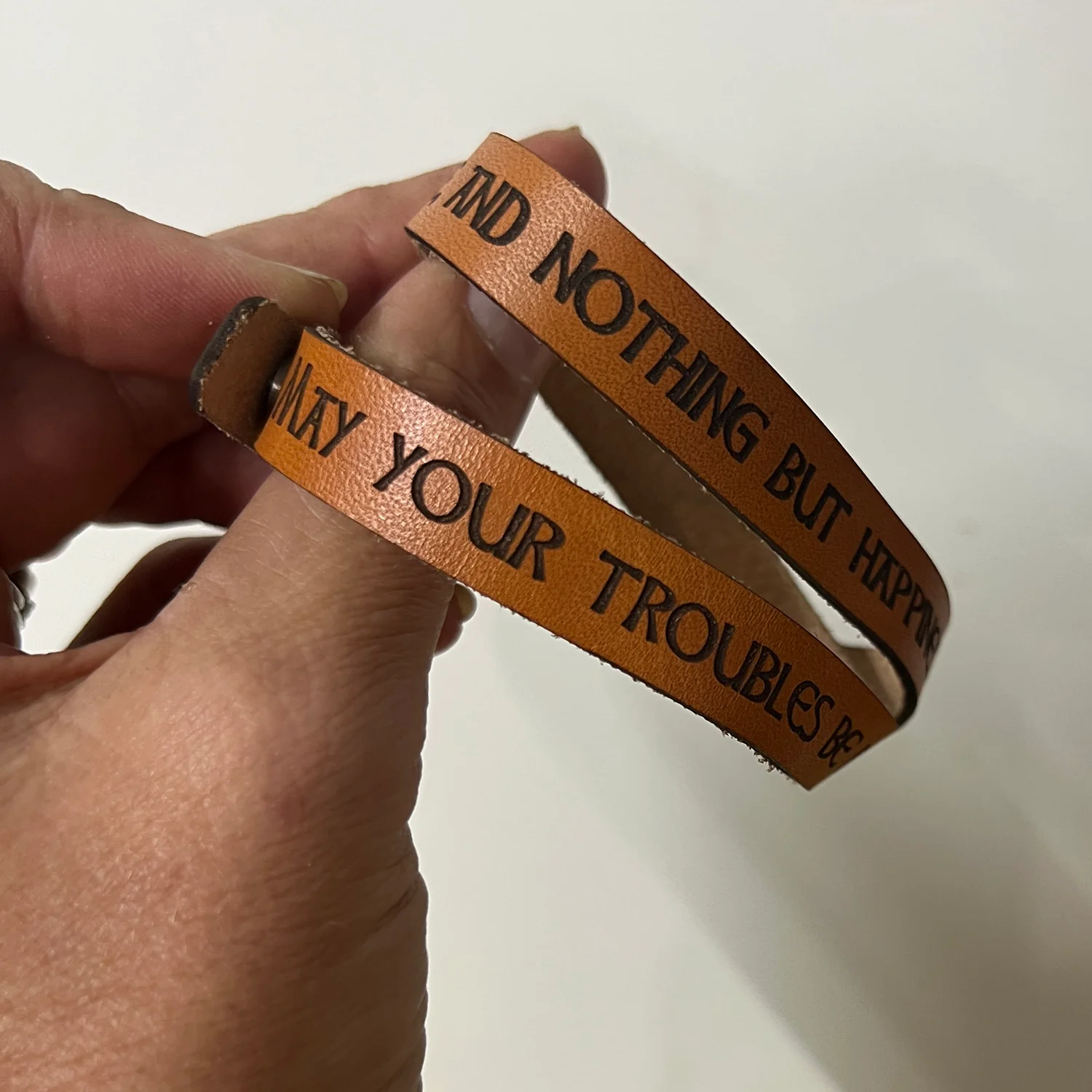 Engraved Leather Bracelet/Cuff - Image 8