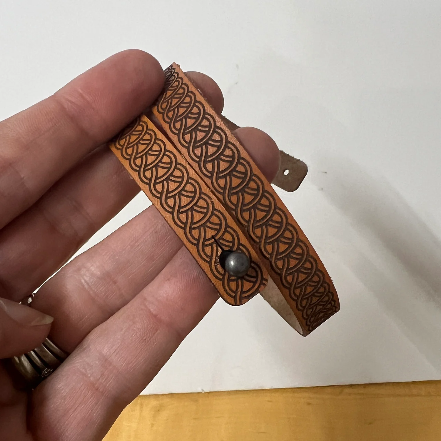 Engraved Leather Bracelet/Cuff - Image 9