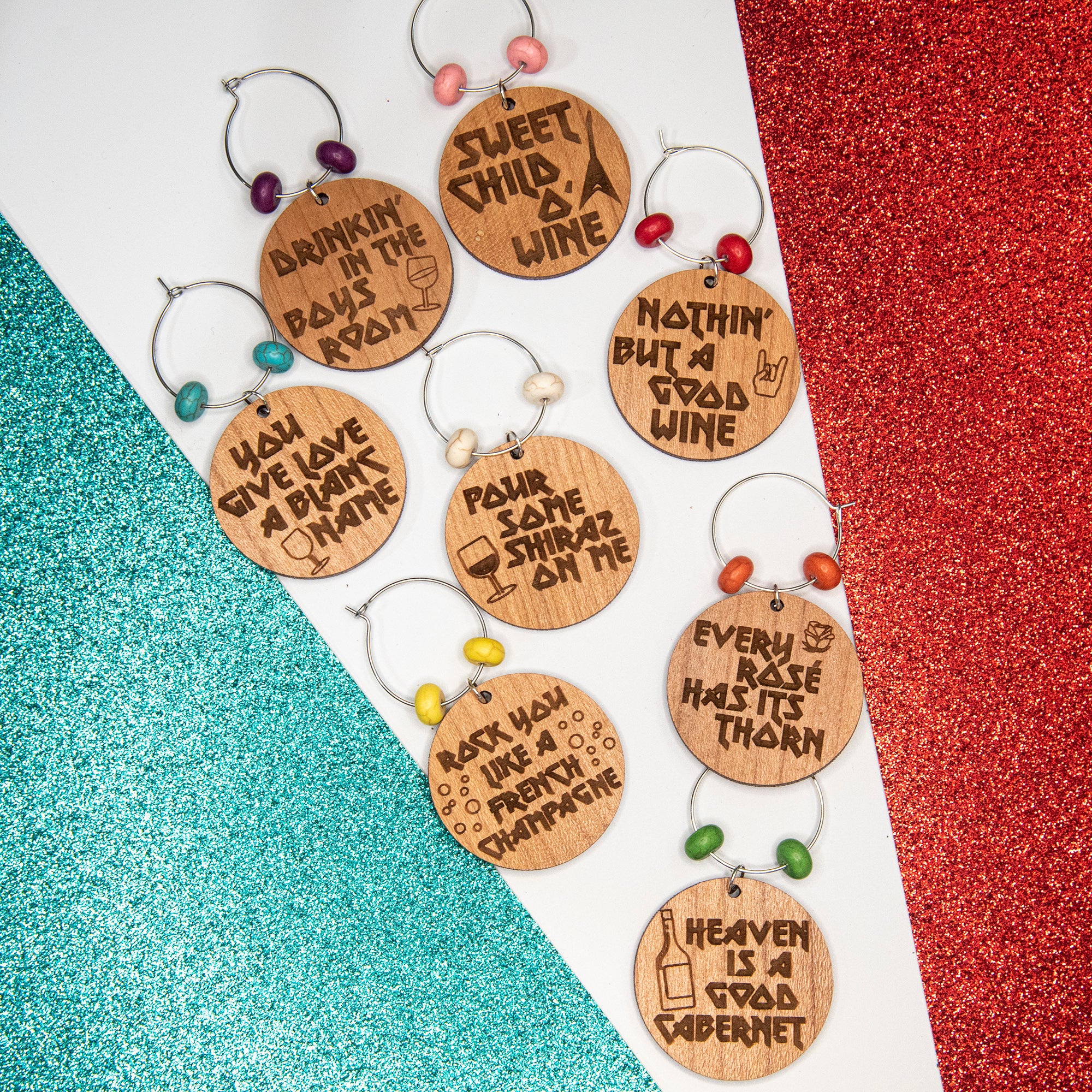Hair Band Parody Wine Charms - Image 4