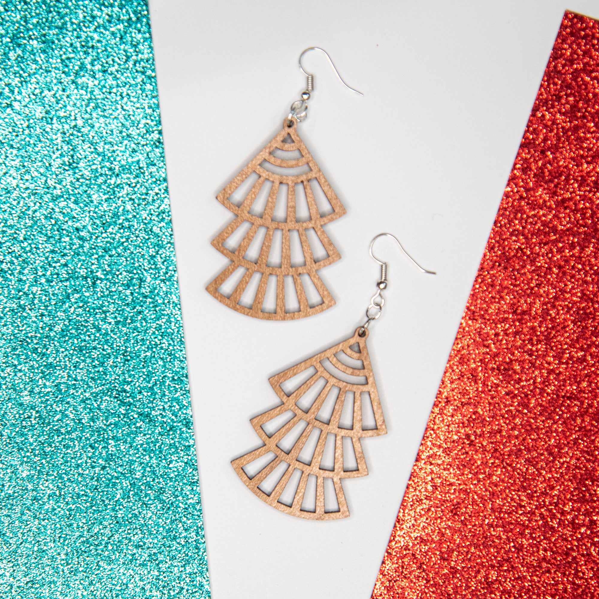 Layered Fans Statement Earrings - Image 2