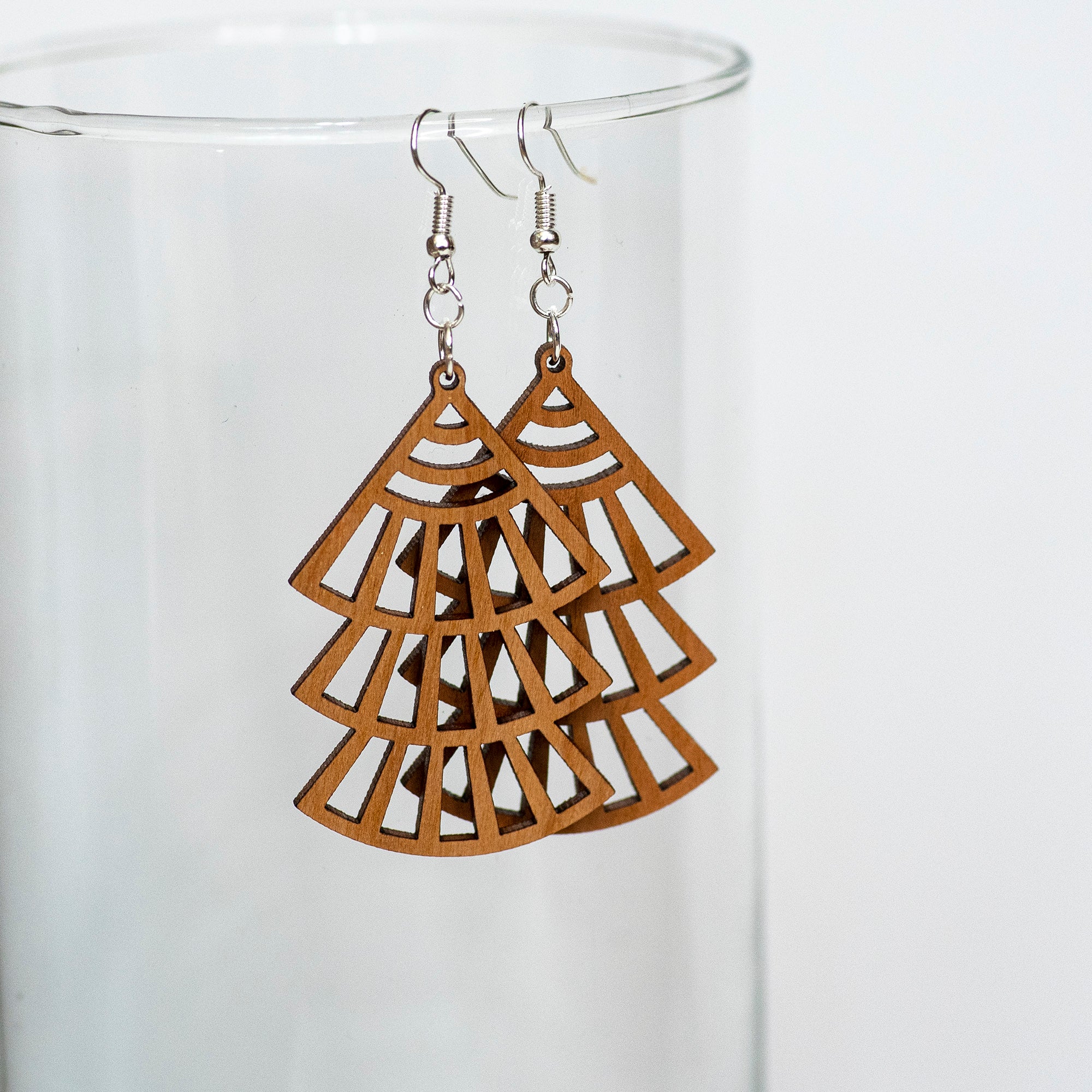Layered Fans Statement Earrings - Image 3