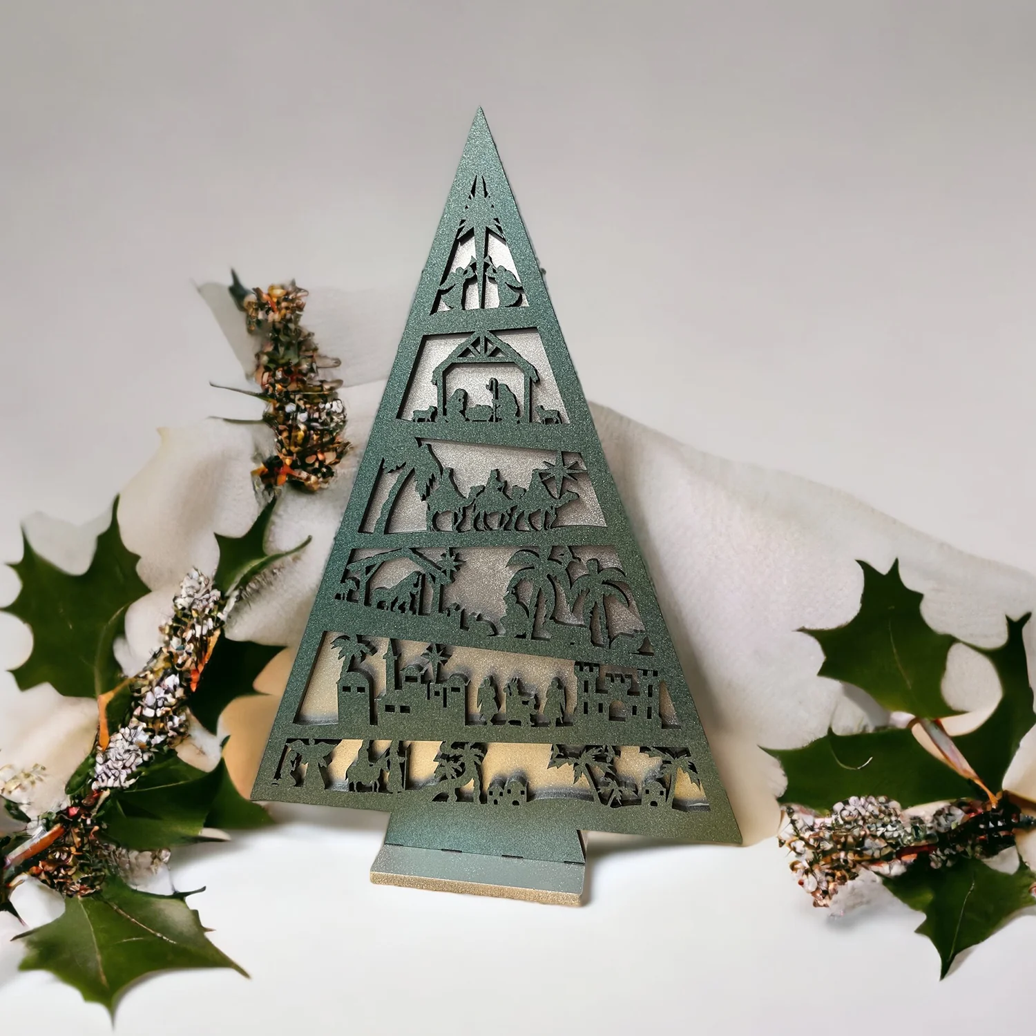 Layered Nativity Tree