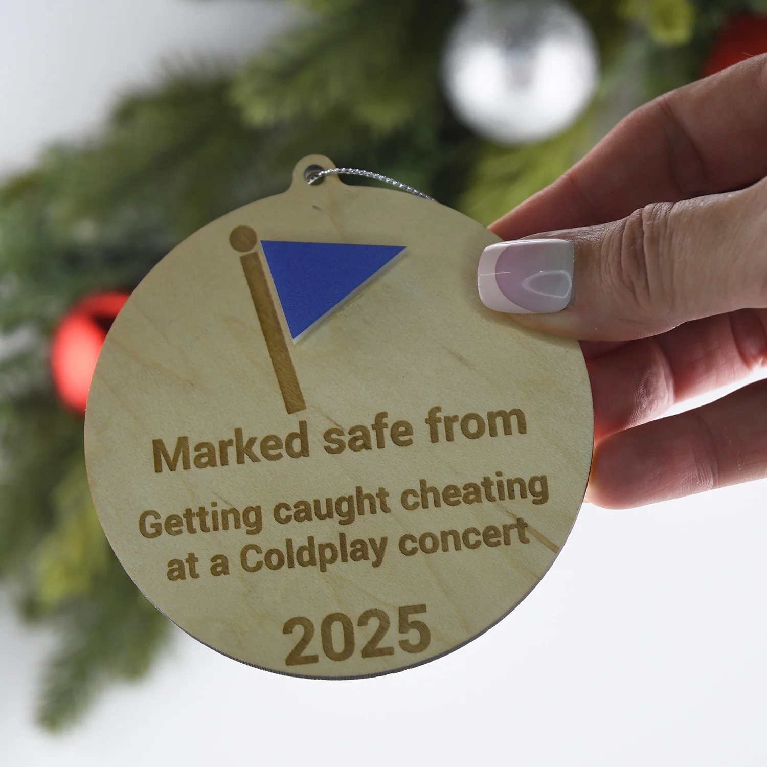 Custom Marked Safe From ... Ornament - Image 2