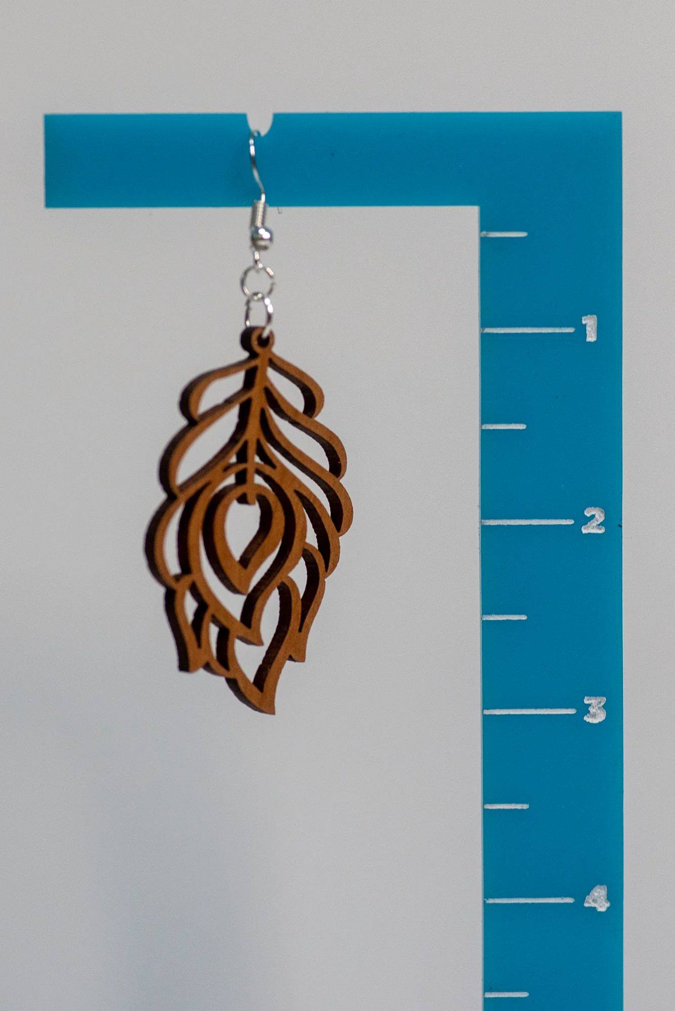 Peacock Feather Wood Earrings - Image 6