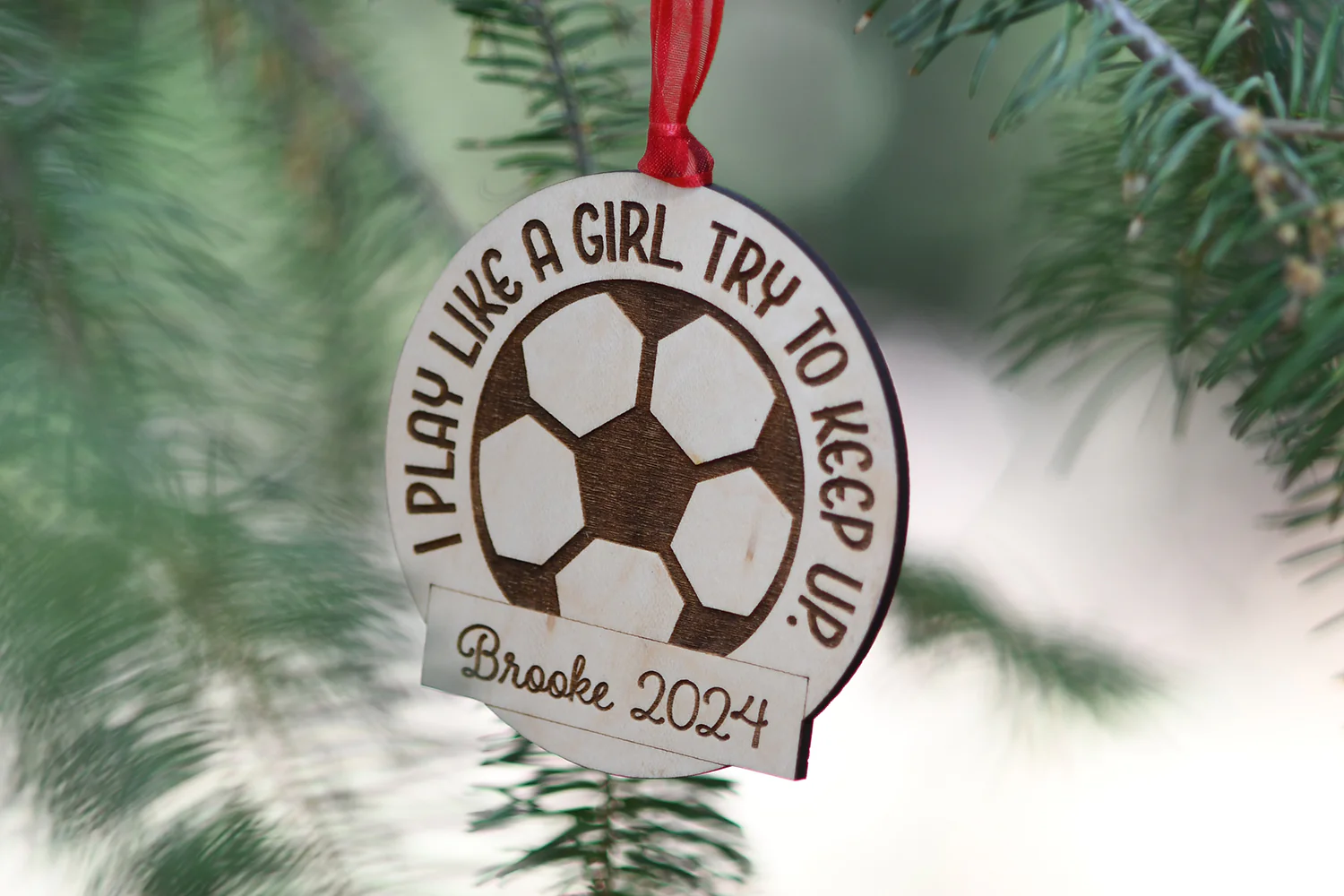 Personalized Play Like a Girl Ornament - Image 2