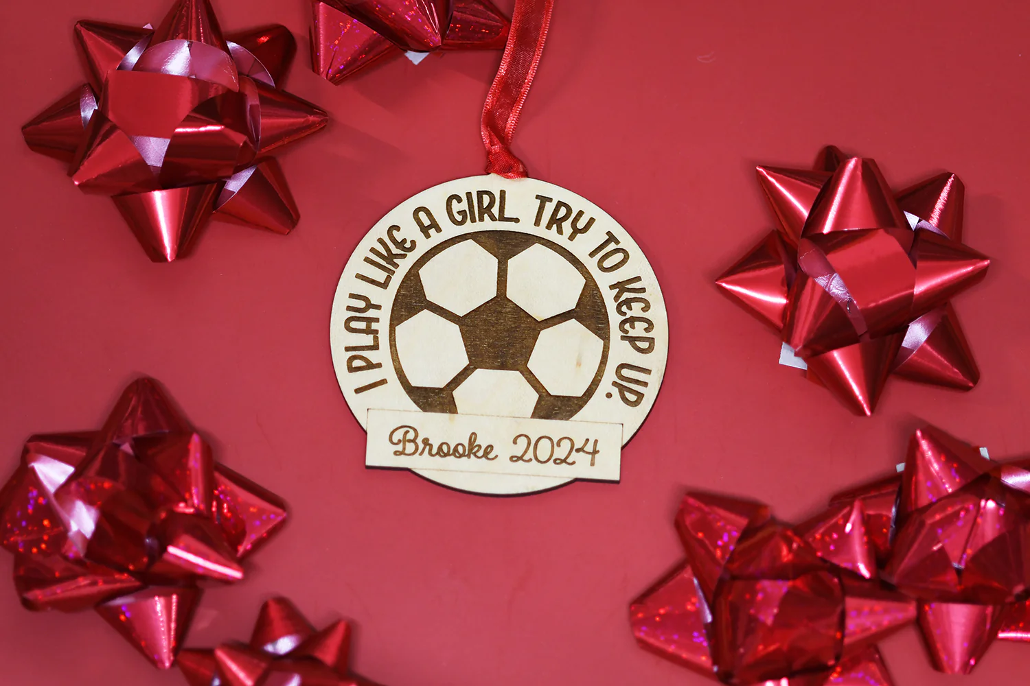 Personalized Play Like a Girl Ornament - Image 3