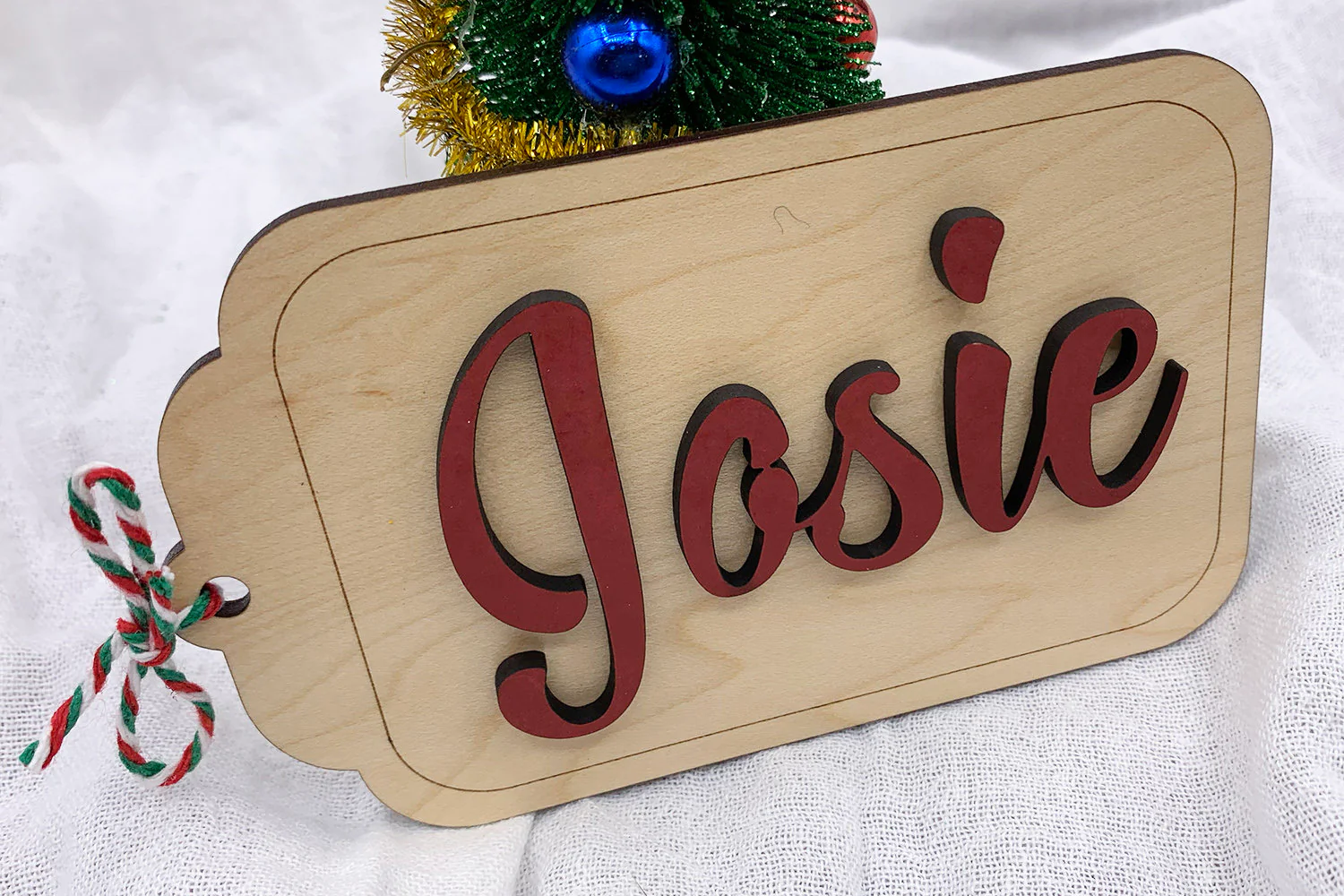 Personalized Wood Stocking Name Tag - Image 2