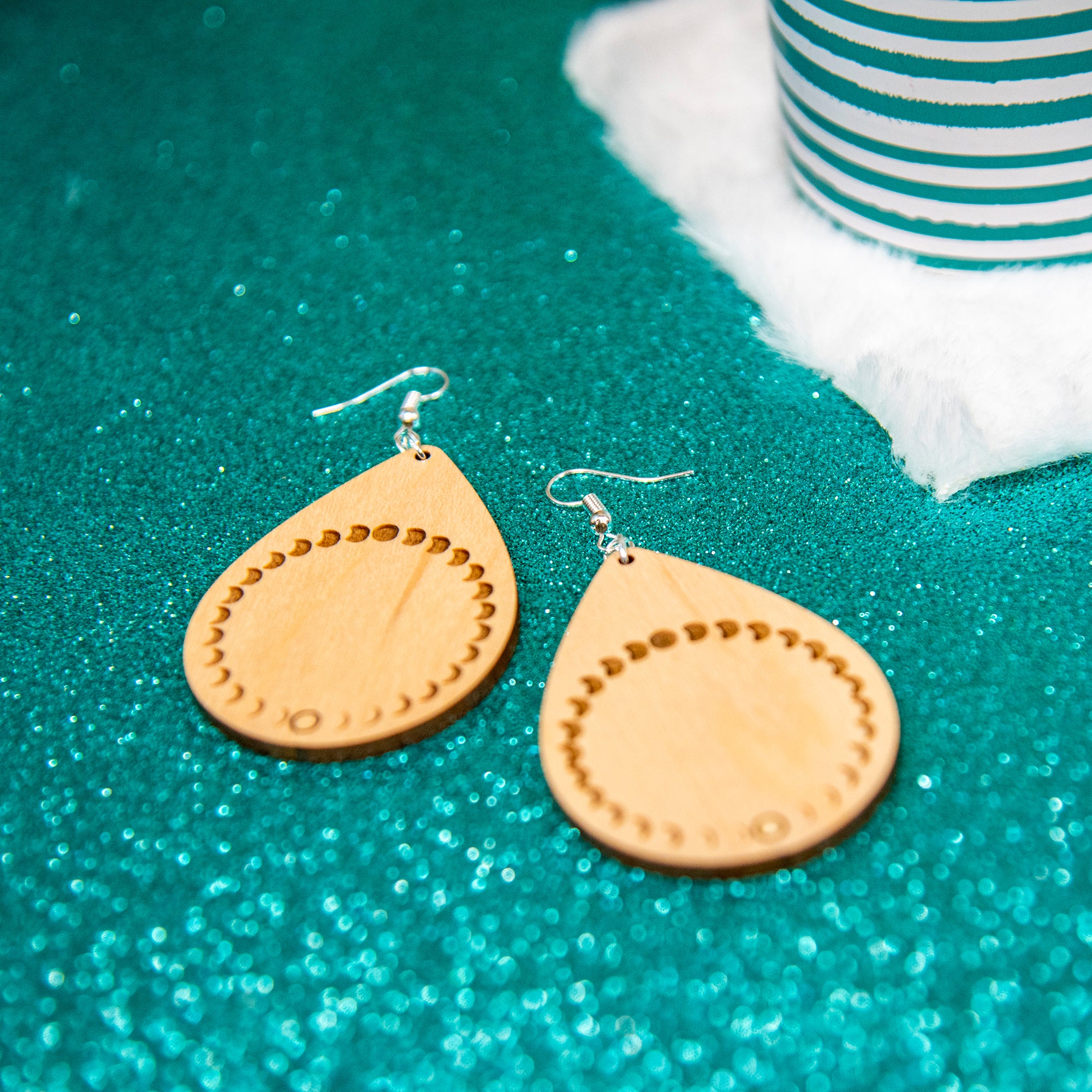 Phases of the Moon Wood Earrings - Image 4
